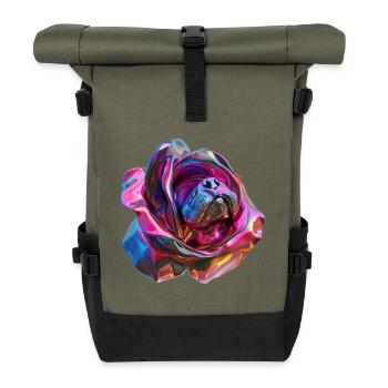 dog snout in a rose - Roll Top Backpack - olive/black - Front