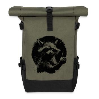 mad raccoon - Roll Top Backpack - olive/black - Front