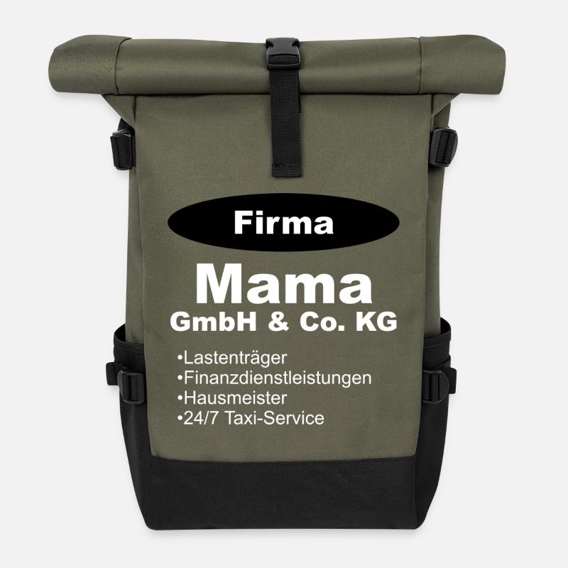 Maman GmbH Entreprise Cadeau Mère - Sac à dos roll top - olive/noir