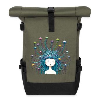 Jellyfish Girl Jellyfish Animal Trend 2024 Haircut - Roll Top Backpack - olive/black - Front