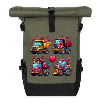 Tiny Builders' Affection - Construction T-Shirt - Roll Top Backpack - olive/black - Front