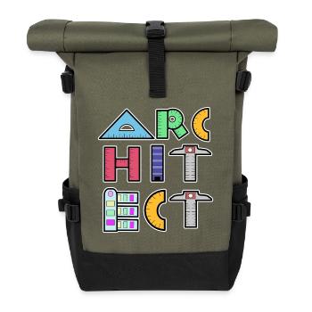 Karriere Architekt Beruf Job Arbeit Vorgesetzter - Rolltop Rucksack - Olive/Schwarz - Vorne