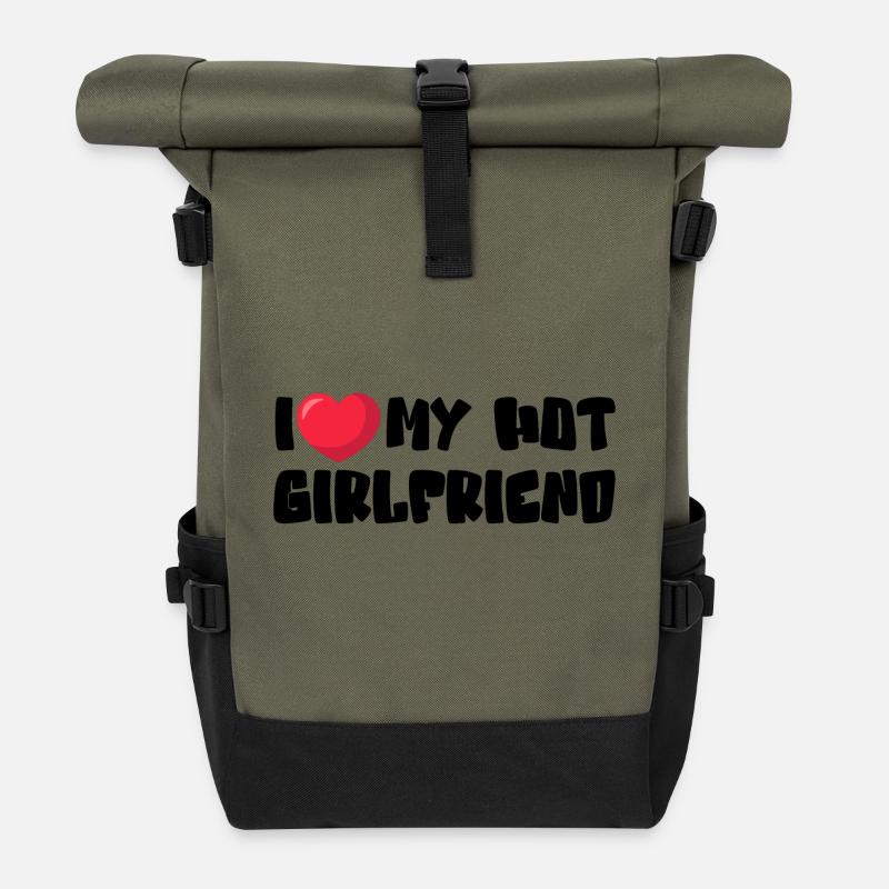 J’aime ma copine chaude - Sac à dos roll top - olive/noir
