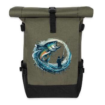 Fishing Dynamic Gift - Roll Top Backpack - olive/black - Front