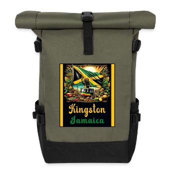 Jamaïque Kingston Reggae Design - Sac à dos roll top - olive/noir - Devant