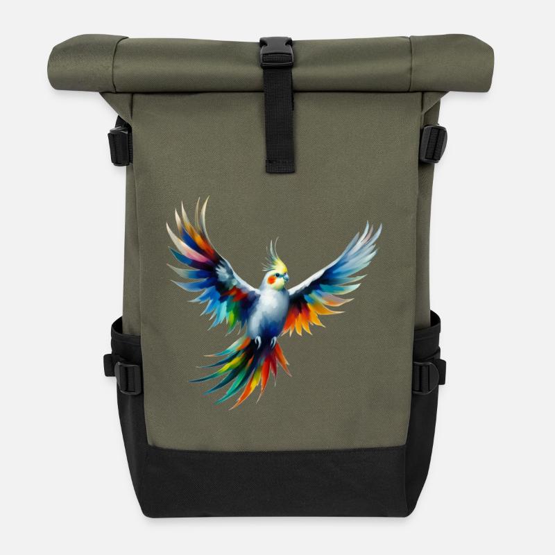 Regenbogennymph (02) - Rolltop Rucksack - Olive/Schwarz