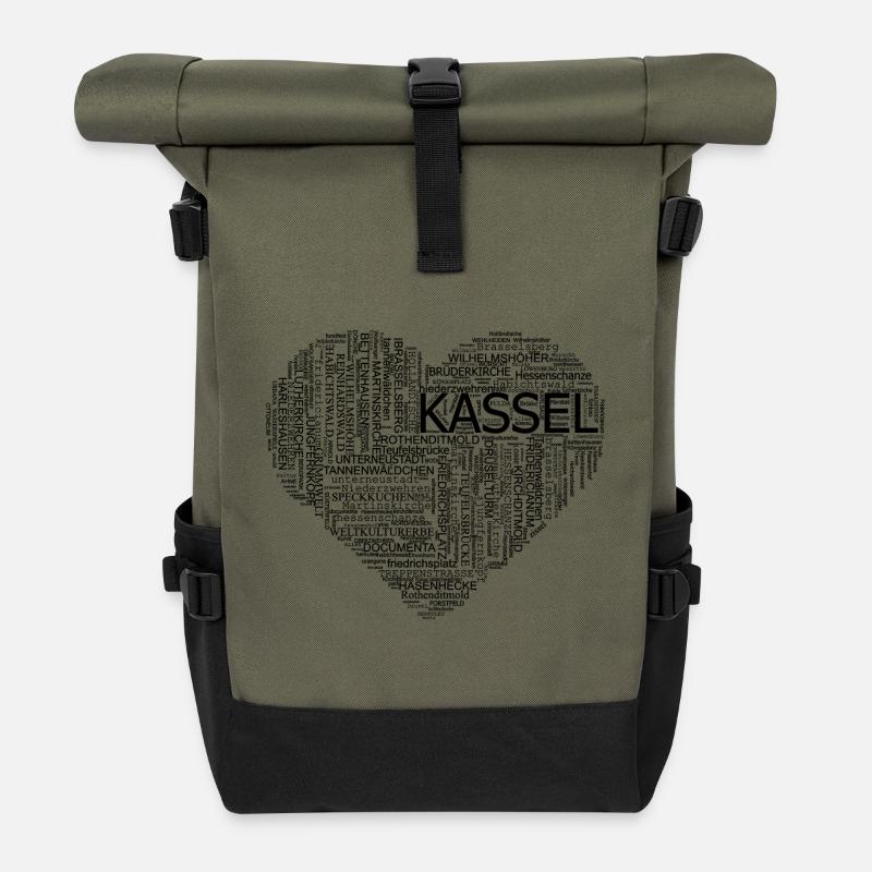 motiv_kassel_herz2 - Rolltop Rucksack - Olive/Schwarz