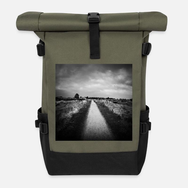 Pfad Weg St. Peter Ording Dünen Nordsee Poster - Rolltop Rucksack - Olive/Schwarz