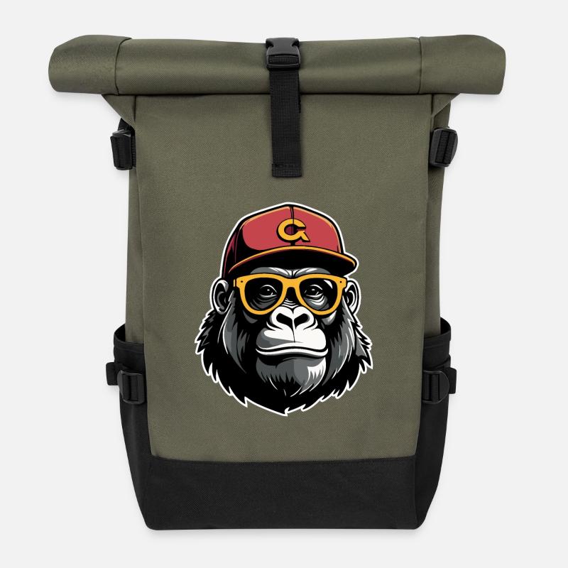Schlauer Affe - Rolltop Rucksack - Olive/Schwarz