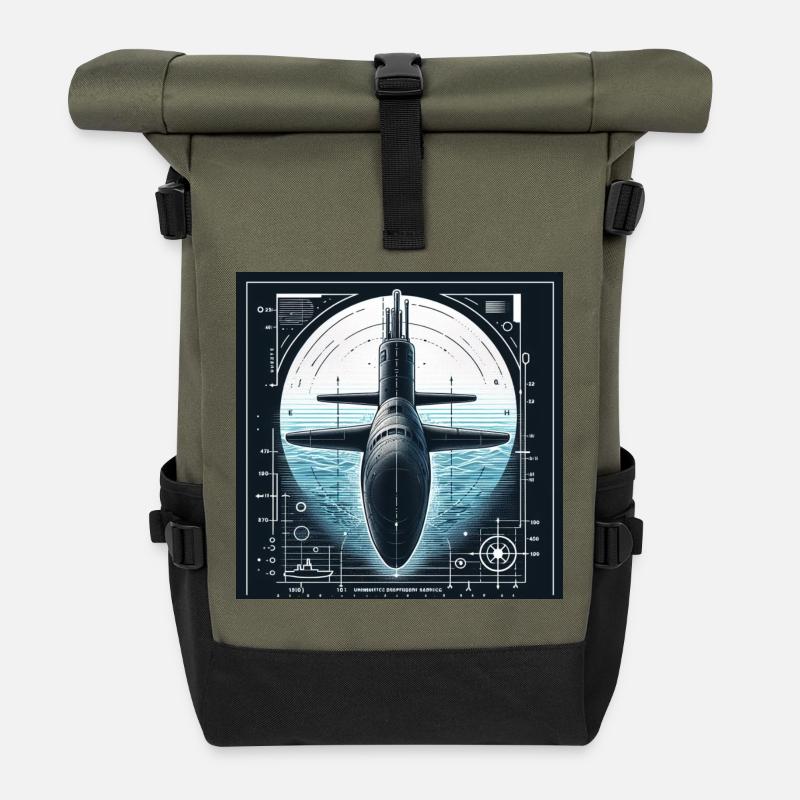 Sous-marin - Sac à dos roll top - olive/noir