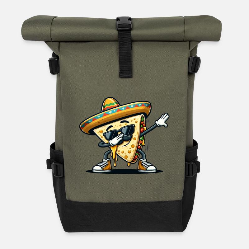 Quesadillas Essen Dabbing Mexiko - Rolltop Rucksack - Olive/Schwarz