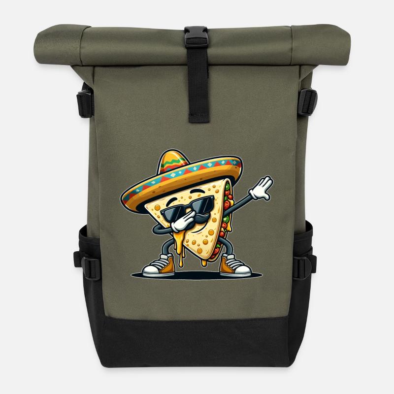Quesadillas Essen Dabbing Mexiko - Rolltop Rucksack - Olive/Schwarz
