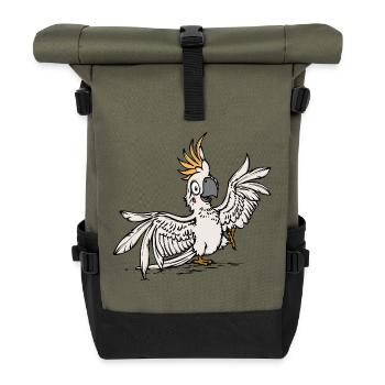 Tierliebhaber Haustier Tropisch Papagei Vogel Tier - Rolltop Rucksack - Olive/Schwarz - Vorne