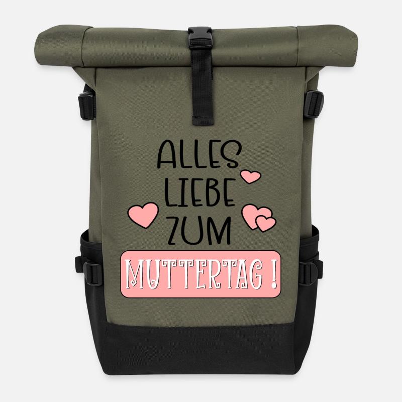 Muttertagssprüche | Alles Liebe Mama - Rolltop Rucksack - Olive/Schwarz