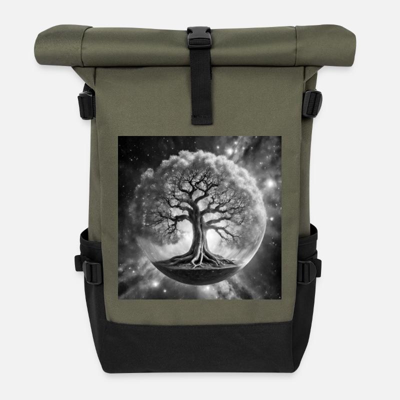 Der Kosmische Yggdrasil - Rolltop Rucksack - Olive/Schwarz