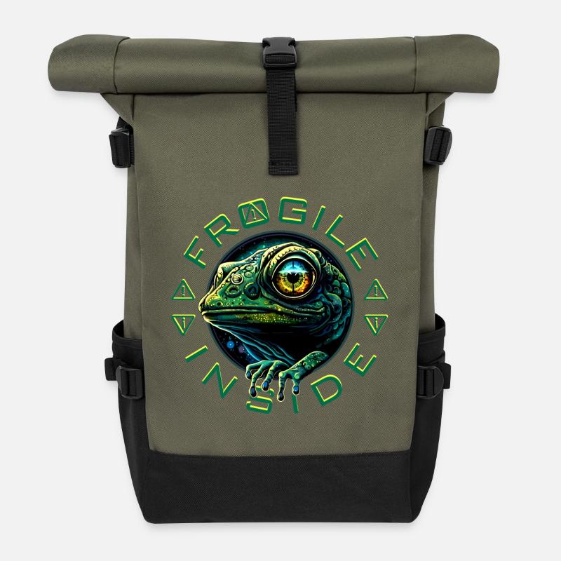 Frogile Inside - Rolltop Rucksack - Olive/Schwarz