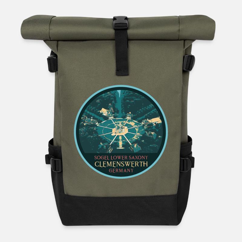 Illustration Château Clemenswerth, Allemagne - Sac à dos roll top - olive/noir