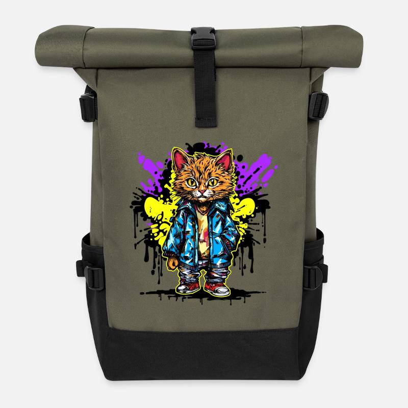 Kunst Strassenkunst Wildstyle Graffiti Zeichnen - Rolltop Rucksack - Olive/Schwarz