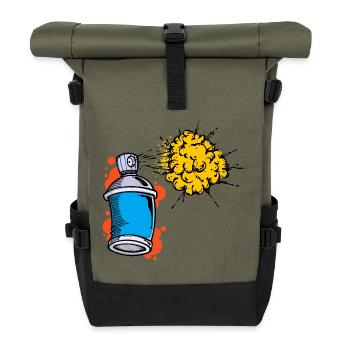Drawing Illustration Graffiti Spray Can Sprayer - Roll Top Backpack - olive/black - Front