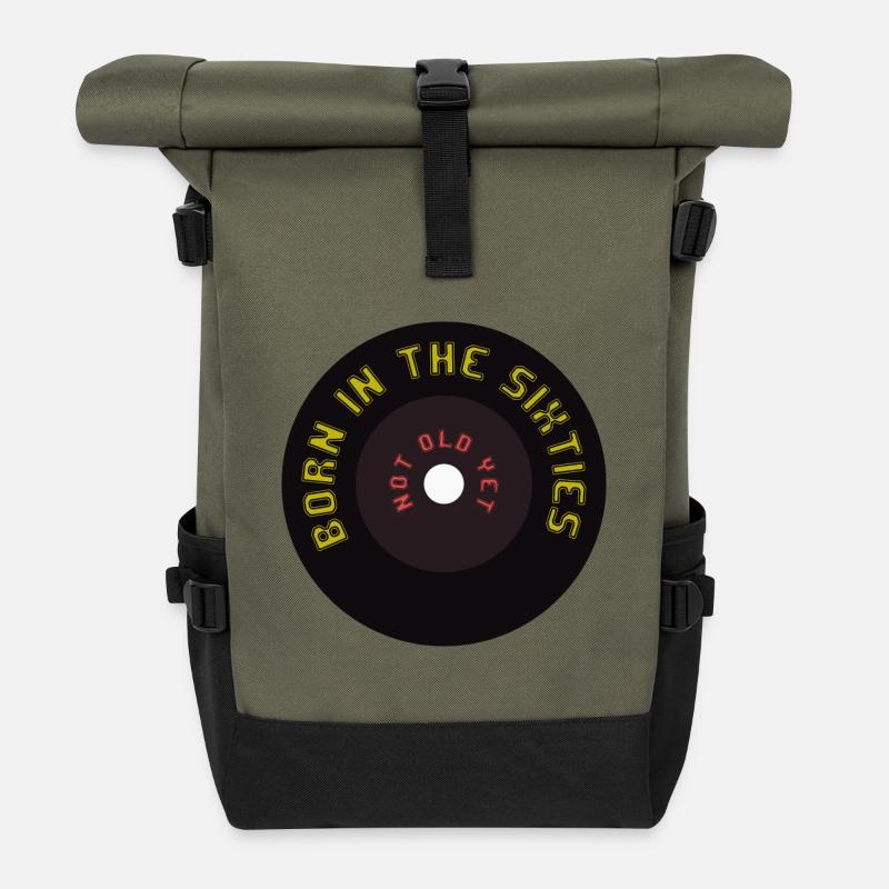 Né dans les années soixante, pas d’âge - Sac à dos roll top - olive/noir