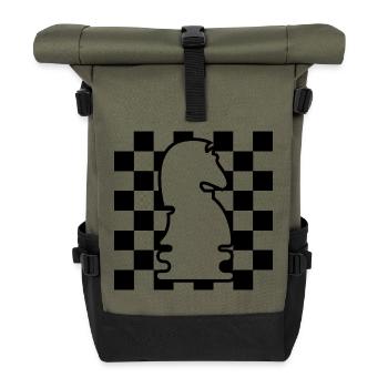 chess, horse, checkerboard, pattern, icon, graphic icon - Roll Top Backpack - olive/black - Front