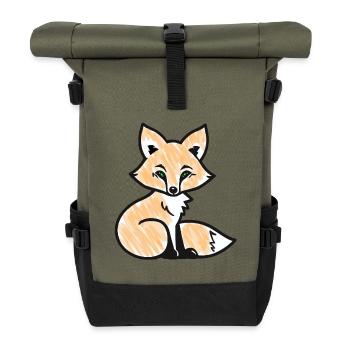 Renard roux (noir) - Sac à dos roll top - olive/noir - Devant