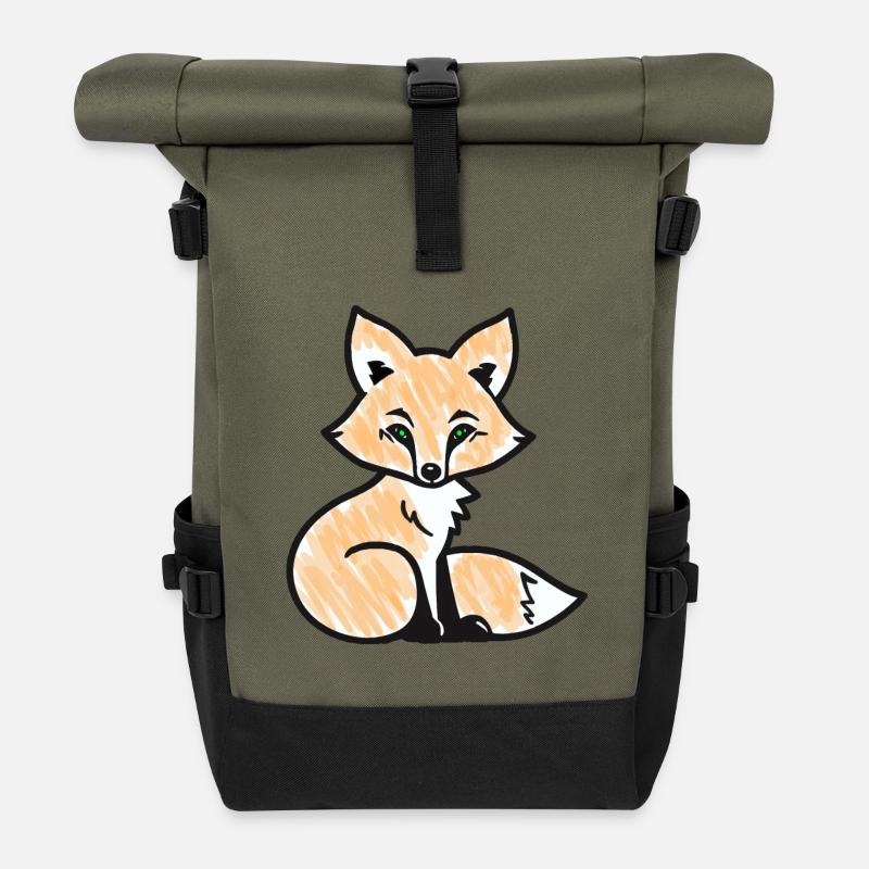Roter Fuchs (Schwarz) - Rolltop Rucksack - Olive/Schwarz