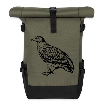 Falken Vogel Vögel - Rolltop Rucksack - Olive/Schwarz - Vorne