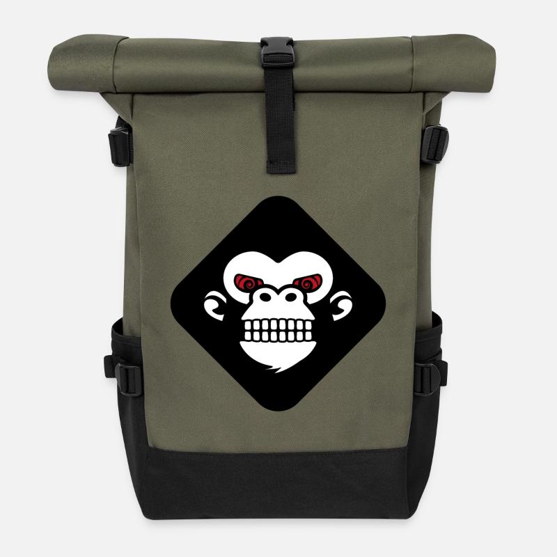 Gorilla-Zahn-Logo - Rolltop Rucksack - Olive/Schwarz