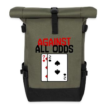 Casino Statement Poker Kartenspiel Glücksspiel - Rolltop Rucksack - Olive/Schwarz - Vorne