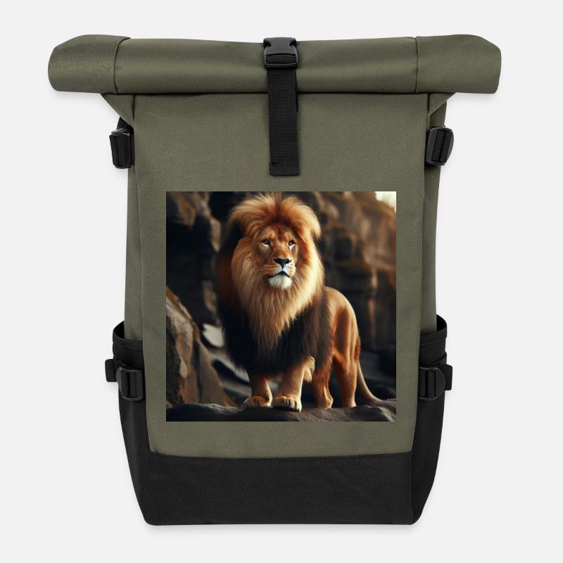 Lion - Sac à dos roll top - olive/noir