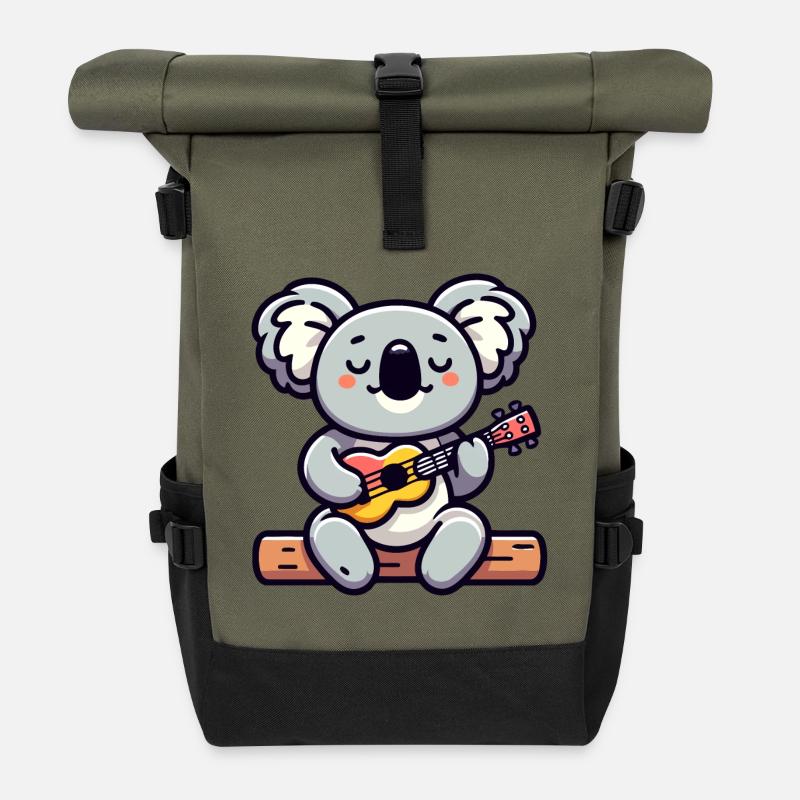Koala Chords: The Eucalyptus Melodist - Roll Top Backpack - olive/black