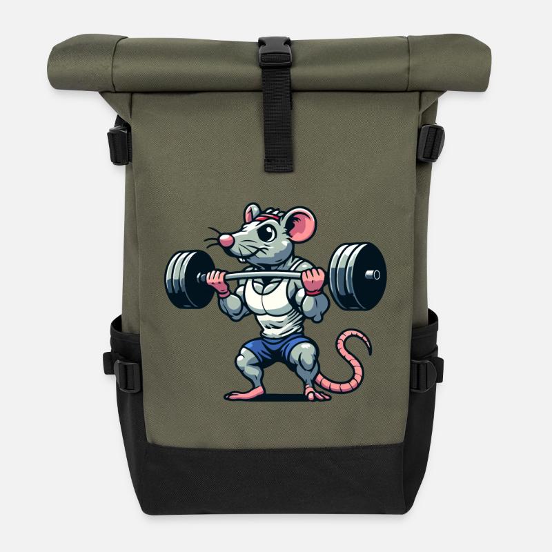 Mighty Mouse Lifter: The Workout Warrior - Roll Top Backpack - olive/black
