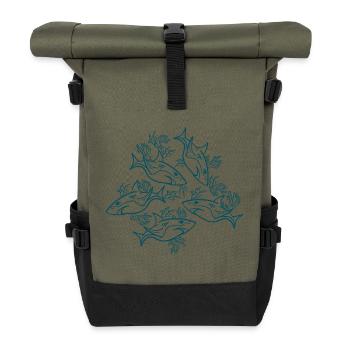 Ocean Animals Lover Sharks - Roll Top Backpack - olive/black - Front