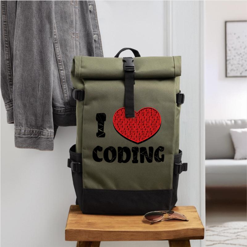 Code Developer Skripting Debug Herz Statement Rolltop Rucksack