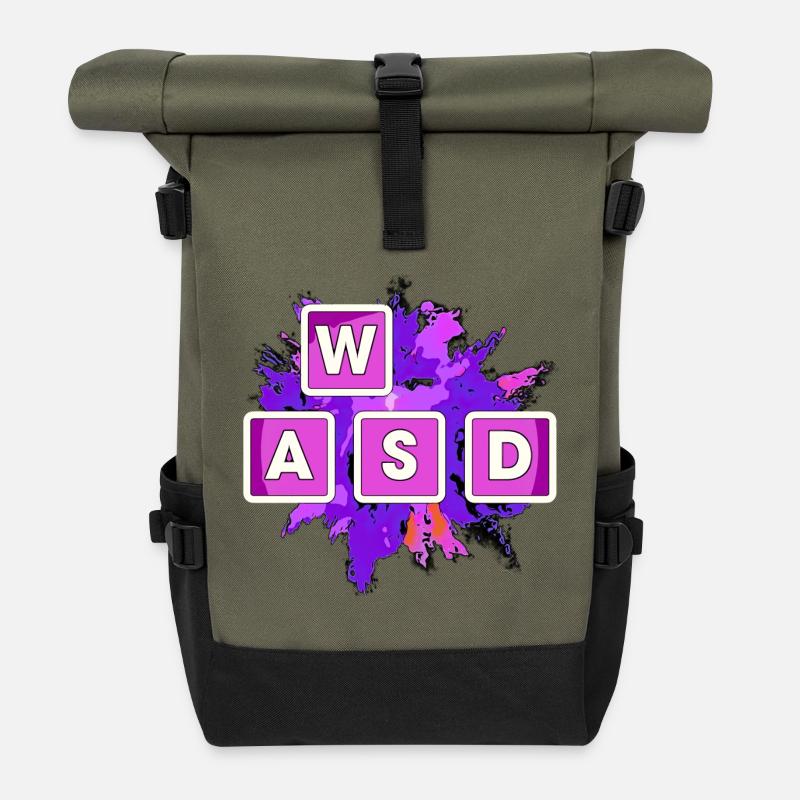 WASD Splash Gaming Blocks - Roll Top Backpack - olive/black