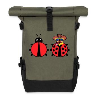 Bugs Debug Developer Bugfixing Programmierer - Rolltop Rucksack - Olive/Schwarz - Vorne