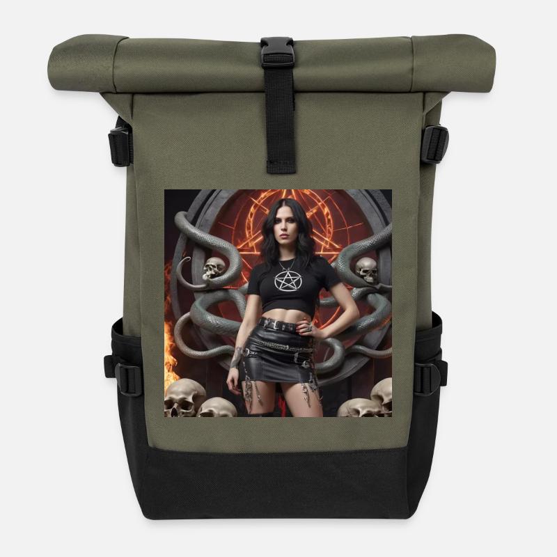 Heavy metal pose - Roll Top Backpack - olive/black