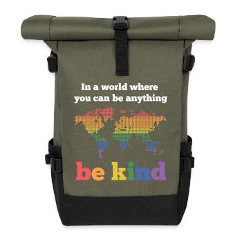 LGBTQ-Pride-Monat - Sei freundlich - Rolltop Rucksack - Olive/Schwarz - Vorne