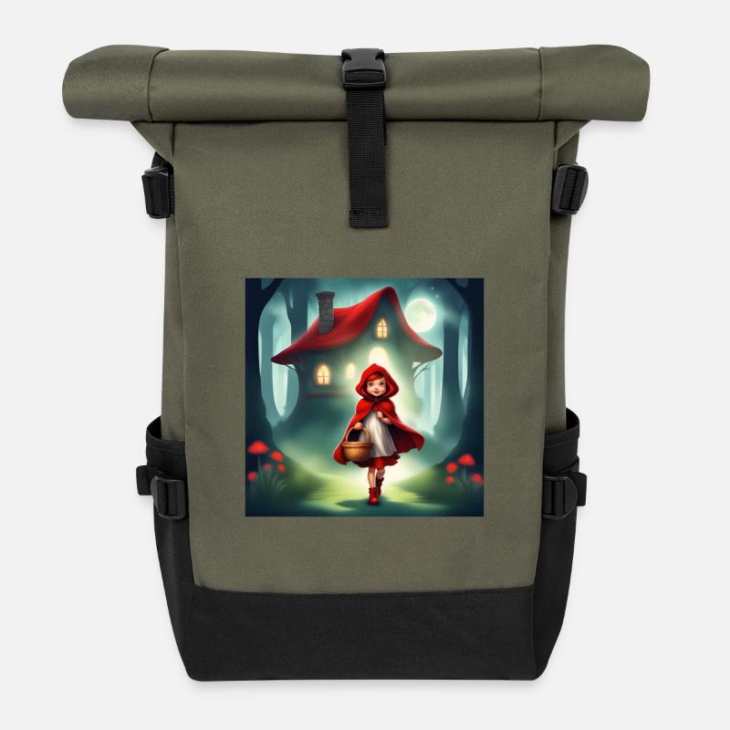 Rotkäppchen, ein wunderbares Märchen - Rolltop Rucksack - Olive/Schwarz