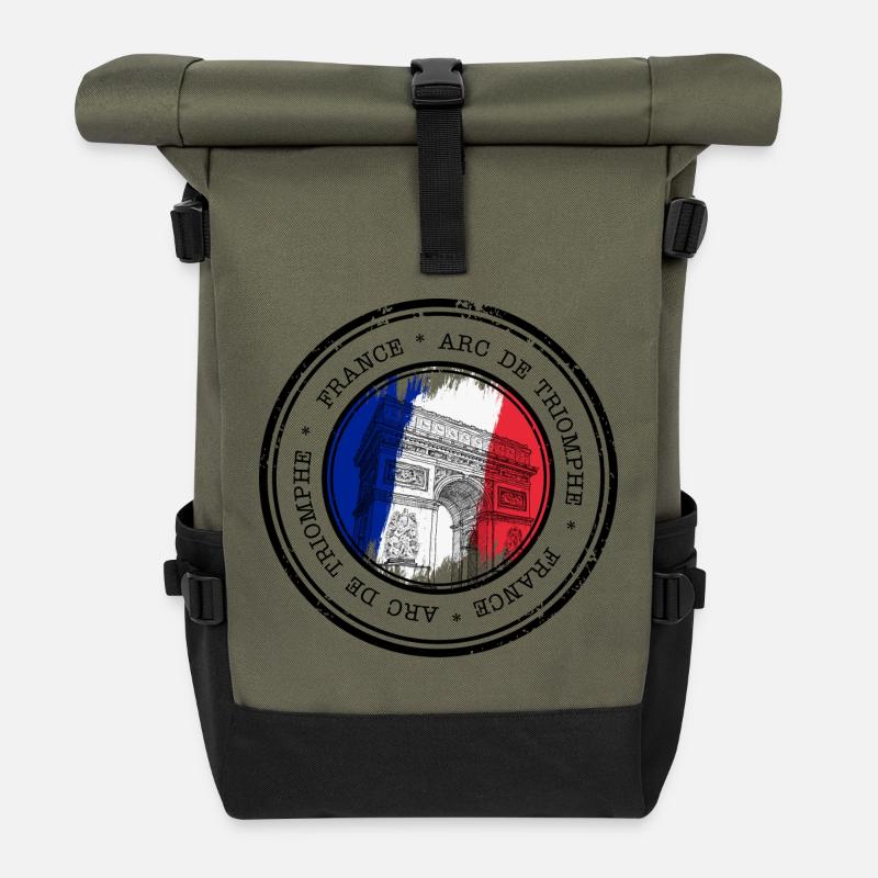 Arc de Paris Cercle Tricolore - Sac à dos roll top - olive/noir