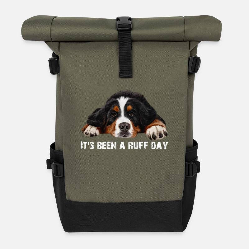 Berner Sennenhund - Rolltop Rucksack - Olive/Schwarz