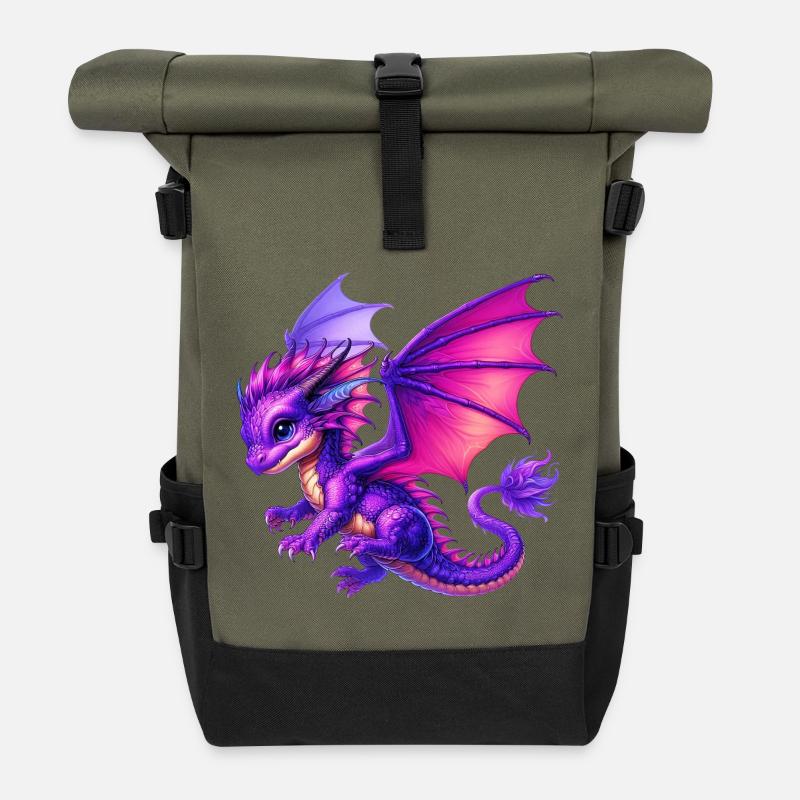 Drache - Rolltop Rucksack - Olive/Schwarz