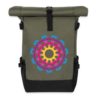 Yoga Verlauf Mandala Meditation bunt farbenfroh - Rolltop Rucksack - Olive/Schwarz - Vorne