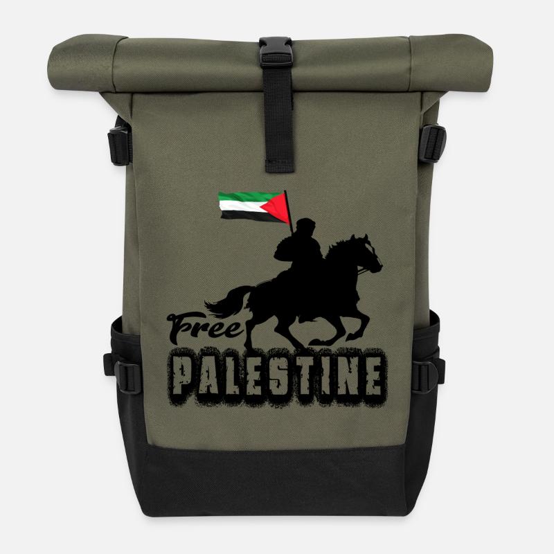 Free Palestine - Roll Top Backpack - olive/black