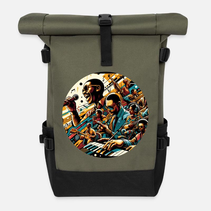 Afro Style Jazz Fusion - Sac à dos roll top - olive/noir