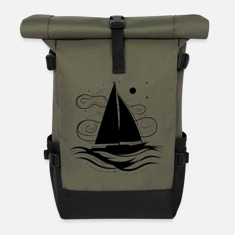 Segeln Skizze - Rolltop Rucksack - Olive/Schwarz