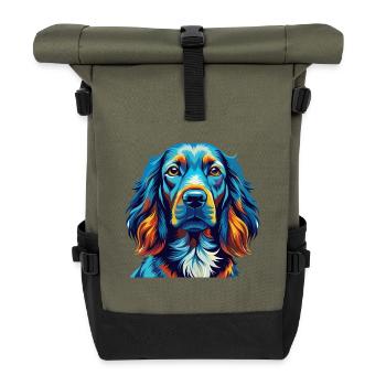 Irischer Setter Hund Rasse Bunt Karikatur Kawaii - Rolltop Rucksack - Olive/Schwarz - Vorne