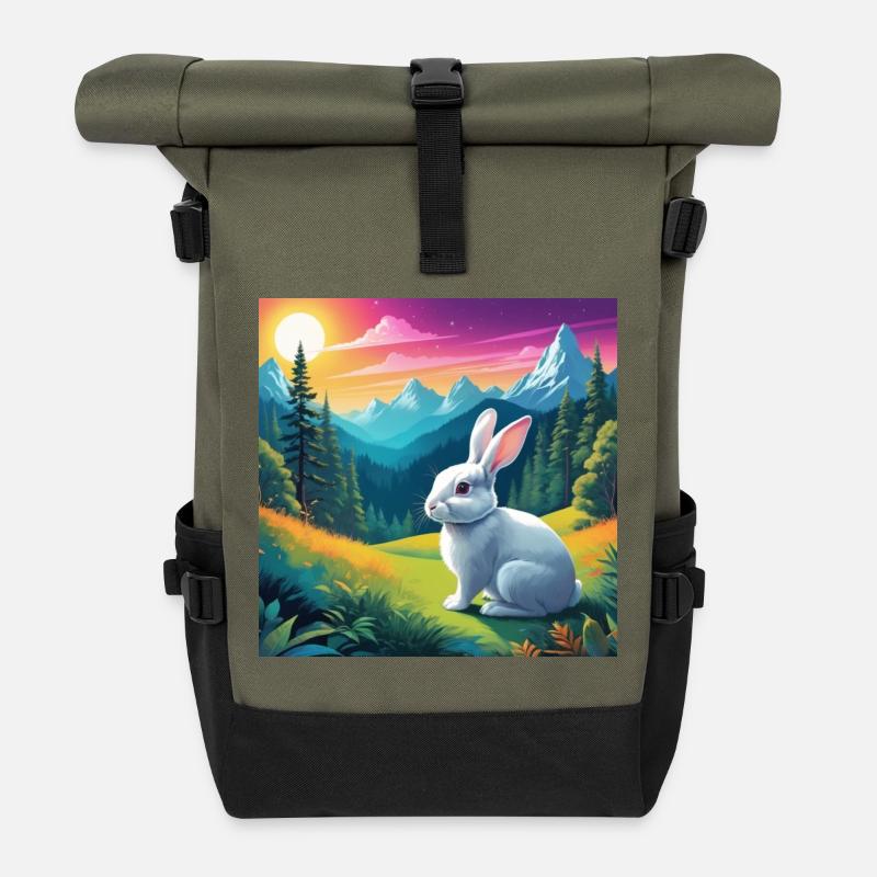 Lapin - Sac à dos roll top - olive/noir