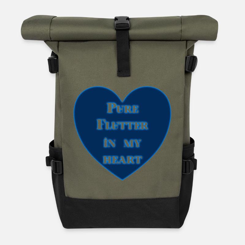 Pure Flutter In My Heart - Roll Top Backpack - olive/black